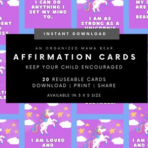 Affirmation Prints | Positive Affirmation | Print Set | Card Set | Personalized Affirmation | Affirmation Cards | Coping Skills | Kids