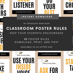 Printable Classroom Rules Poster for Bulletin Board | Poster | Classroom Expectations | Shared Agreements | Classroom Decor Bundle | Daycare