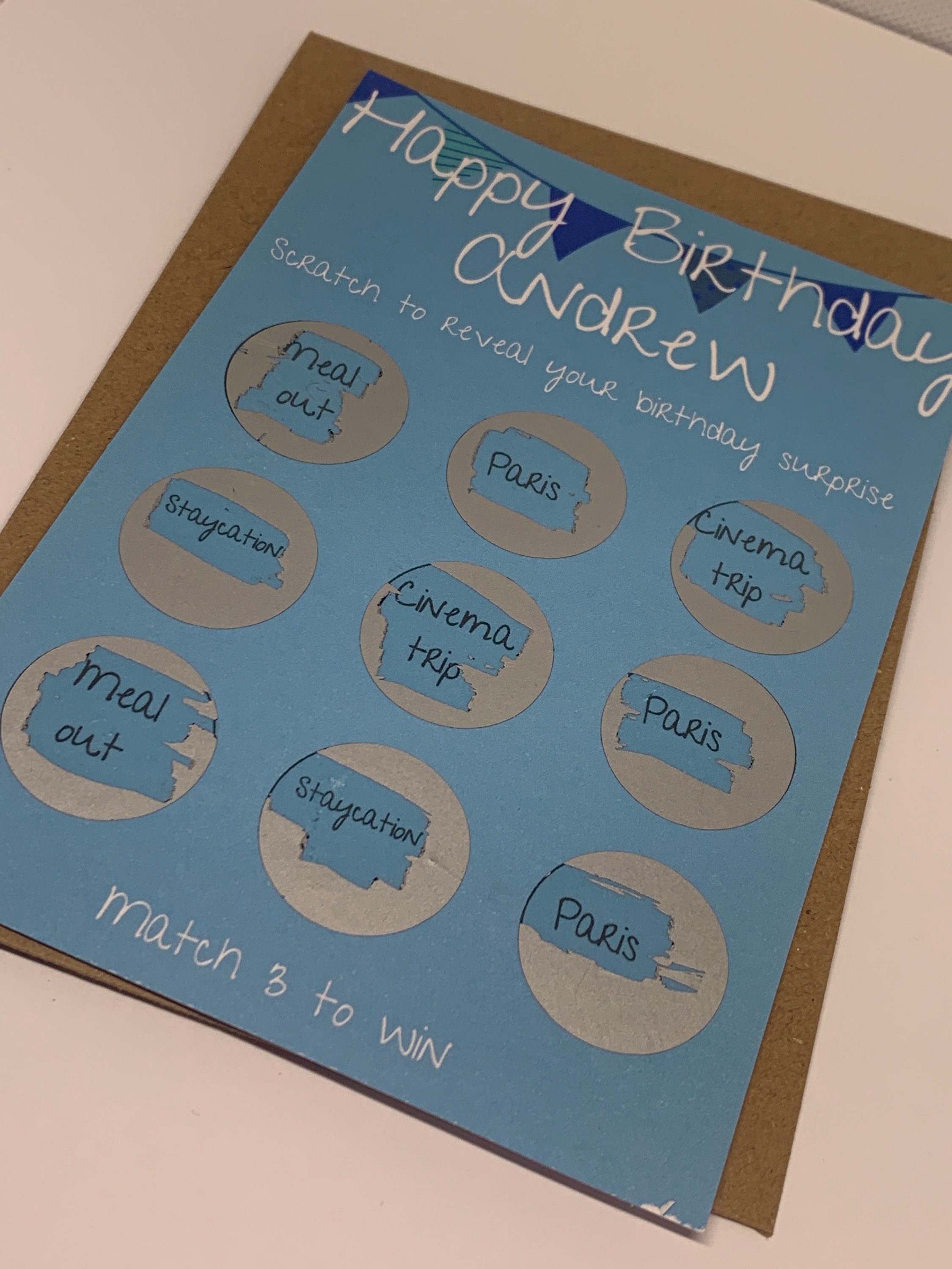 Match 3 to Win, Personalised Birthday Scratch Card, Birthday Gift  display picture 1