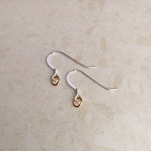 Small 14k Gold Filled with Sterling Silver Simple Earrings, Delicate Feminine and Lightweight, Jewelry Gift for Her, Gold Silver Mixed Metal