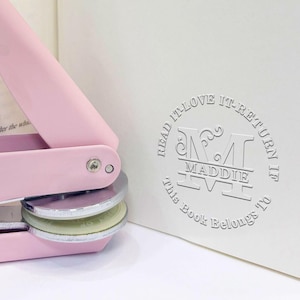 Embosseur de livres personnalisé, tampon de la bibliothèque du livre personnalisé, gaufrage de bibliothèque, tampon de livre Ex Libris, cadeau idéal pour les amateurs de livres