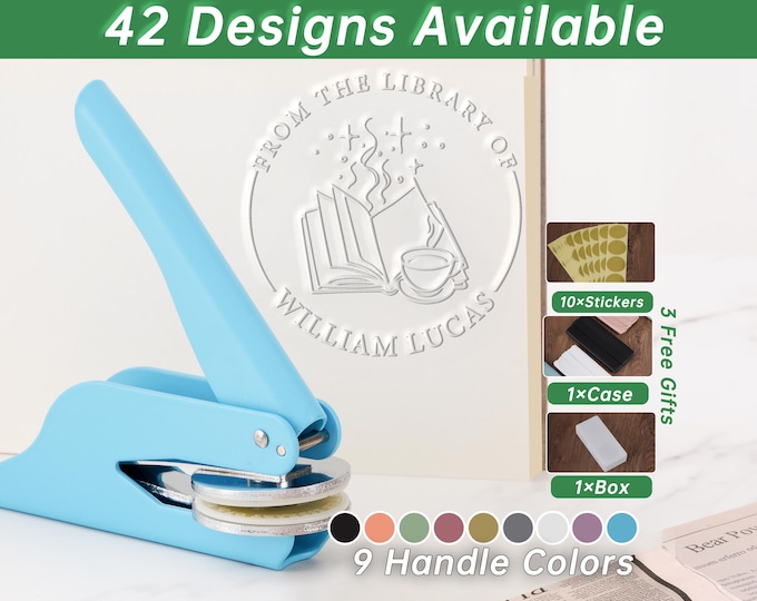 Featured listing image: Personalized From the Library of Book Embosser, Custom Book Stamp, library embosser, Ex Libris Book Lover Gift