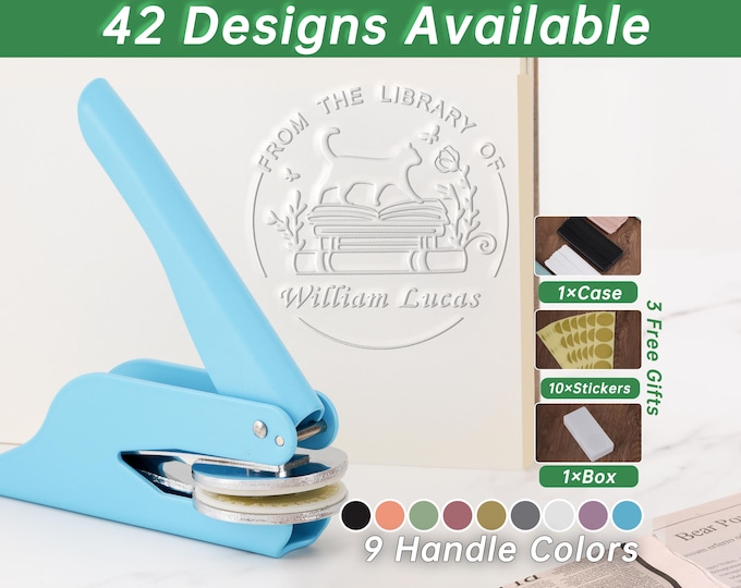Featured listing image: Personalized  Book Embosser, From the Library of Book Stamp Embosser, Ex Libris Stamp, Rubber Stamp,Library Embosser, Great Book Lover Gift