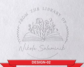 Personalized From the Library of Book Embosser, Custom Book Stamp, library embosser, Ex Libris Book Lover Gift Active