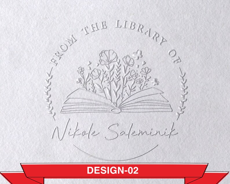 Personalized From the Library of Book Embosser, Custom Book Stamp, library embosser, Ex Libris Book Lover Gift Active zdjęcie 1