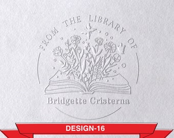 Personalized From the Library of Book Embosser, Book Stamp Embosser, Ex Libris Stamp, Rubber Stamp,Library Embosser, Great Book Lover Gift