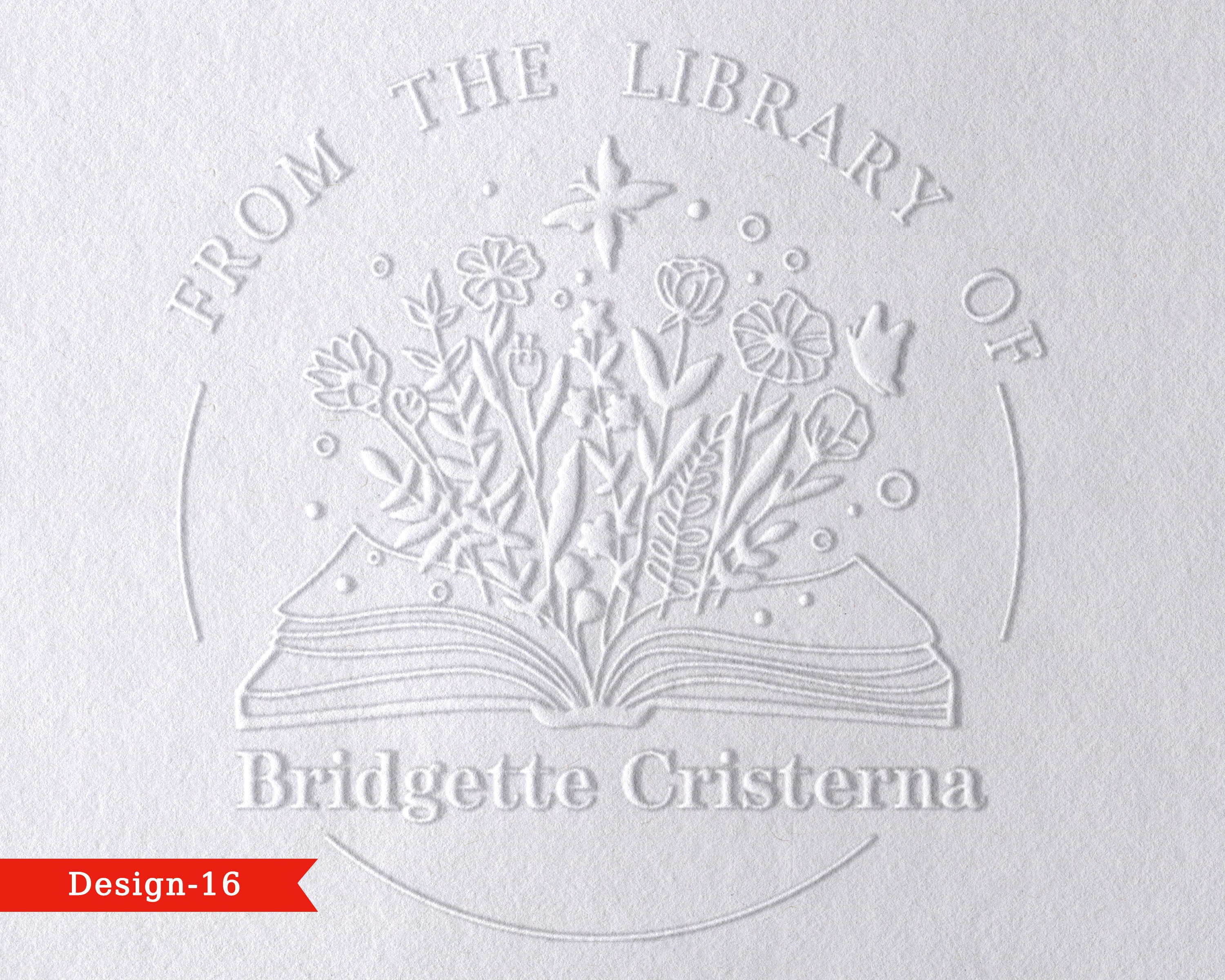 Book Embosser Personalized From the Library of Stamp Rubber Stamp