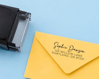 Personalized Return Address Stamp, Custom Address Stamp, Self Inking Stamp,  Calligraphy Address Stamp, Wedding Address Stamp