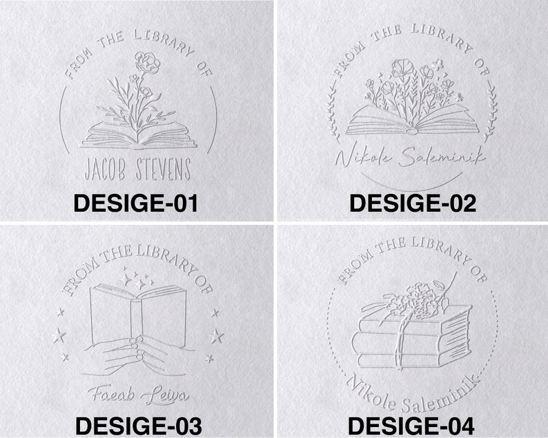 Personalized From the Library of Book Embosser, Custom Book Stamp, library embosser, Ex Libris Book Lover Gift Active zdjęcie 4