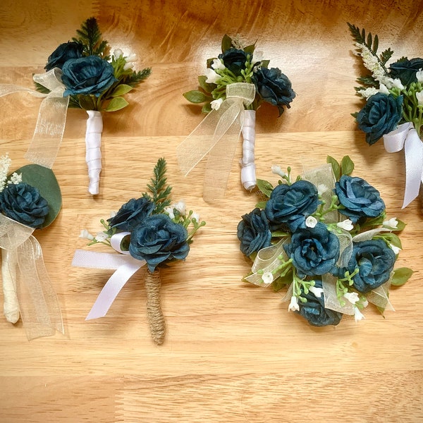 Moody Blue Wedding Corsages and Boutonnières