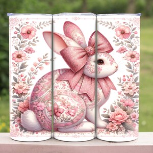 Coquette Chinoiserie Toile de Jouy Bunny 20oz skinny tumbler wrap/Design Toile aquarela/Toile rosa/Design Páscoa/Design Grand Millennial