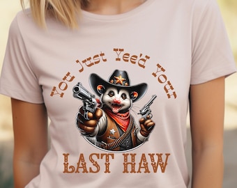 Funny Western Possum PNG, Cowboy Design (Transparent)