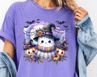 Uroczy duch halloweenowy PNG, kwiatowa koronka, upiorny jesienny wzór (pobranie cyfrowe)