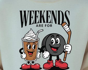 Coffee & Hockey PNG: Retro Sports Design (Digital Download)