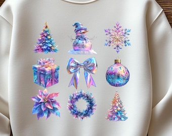 Iridescent Christmas PNG, Winter Wonderland Design (Digital Download)