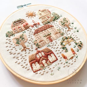 PDF Embroidery Pattern, Serenity Town Embroidery Pattern PDF Digital Download, Village PDF Embroidery with Instructions, Cozy Embroidery Pdf image 2