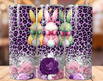Cute Easter Bunny Tumbler Wrap, Easter Sublimation Design Png, 20oz Skinny Sublimation Tumbler Design, Vibrant Easter Day Tumbler Png Wrap