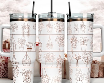 Diseño de estantes para macetas grabado con láser para vaso de 40 oz, SVG, envoltura para vaso para grabado láser rotativo, diseño sin costuras, descarga digital