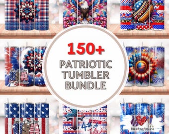 150+ 4. Juli Tumbler Wrap Bundle, Vaterländische Tumbler-Wrap-Designs, Patriotismus-Tumbler, Patriotismus-Sublimations-Designs, amerikanische Flagge Png