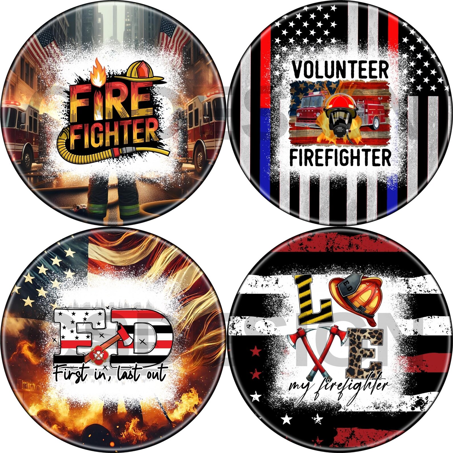 50+ Firefighter Car Coaster PNG Bundle – First Responder Sublimation ...