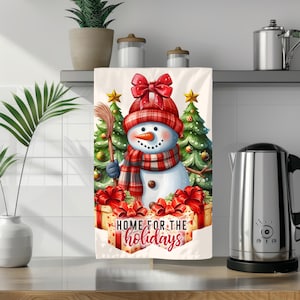 Christmas Kitchen Towel PNG Design, Home for the Holidays Tea Towel Sublimation Png, Christmas House Chef Cooking Lover Gift PNG