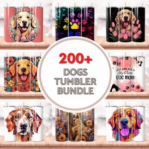 200+ Cute Dogs Tumbler Wrap Bundle, Gift for Dog Lovers, 20 oz Skinny Tumbler Sublimation Download, Dogs Sublimation Bundle
