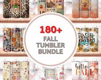 Paquete de envoltura para vasos de otoño, temporada de calabaza, otoño, floral, PNG sin costuras, enamórate de los vasos, paquete de diseño de vaso delgado de sublimación de 20 oz