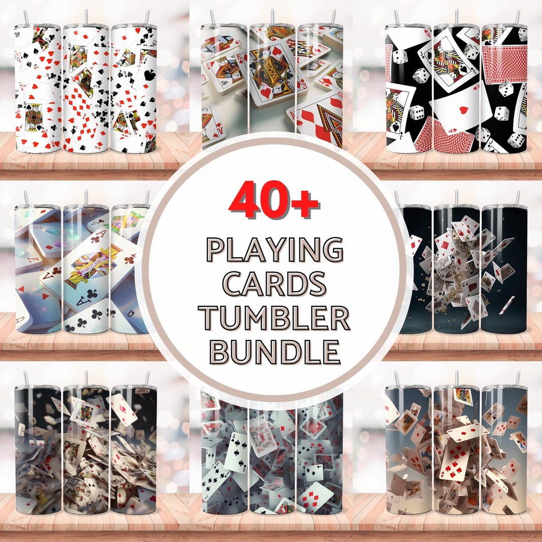 40+ Playing Cards Tumbler Wrap Bundle, 3D Playing Cards Sublimation ...