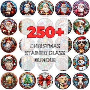 Puede incluir: Una colección de más de 250 diseños de vidrieras de Navidad. Los diseños presentan una variedad de temas navideños, que incluyen Papá Noel, renos, muñecos de nieve y árboles de Navidad. Los diseños están todos en un estilo tradicional de vidrieras, con colores vibrantes y detalles intrincados.