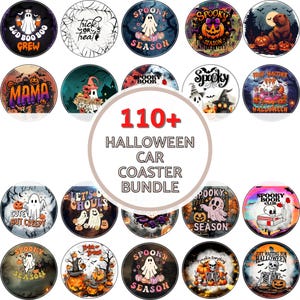 Zestaw 110+ podstawek samochodowych na Halloween, różowa podstawka na Halloween png, zestaw podstawek samochodowych png, straszne podstawki samochodowe, wzory sublimacji podstawek samochodowych
