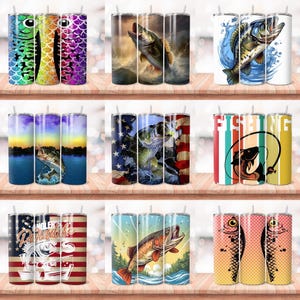 Pu&ograve; includere: Set di 12 bicchieri in acciaio inossidabile con vari design a tema pesca. I design includono pesci, canne da pesca e bandiere americane. I bicchieri sono perfetti per mantenere le bevande fredde o calde.