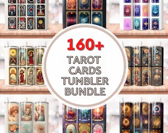 160+ Tarot Cards Tumbler Wrap PNG Bundle, Witch Tumbler PNG Download, 20oz Skinny Sublimation Designs, Witchy Vibes Celestial Tumbler