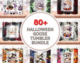 80+ Halloween Goose Tumbler Wrap Bundle, Funny Witch Goose and Pumpkin Designs, 20oz Skinny Sublimation PNG