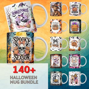 140+ Scary Halloween Mug Wrap Bundle, Skull Ghost Mug Wrap, 11oz & 15oz Spooky Season Halloween Mug PNG, Mug Wrap Sublimation, Digital Files