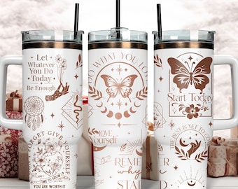 Boho Affirmationen Laser graviert Full Wrap Design für 40 Unzen Becher, SVG für Laser Rolling, 40 Unzen Becher Laser Wrap, digitaler Download