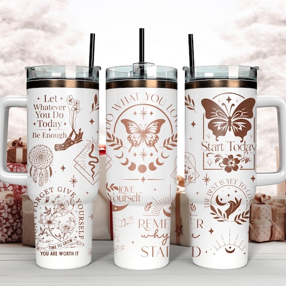 Boho Affirmations Laser Engraved Full Wrap Design for 40oz Tumbler, SVG For Laser Rotary, 40oz Tumbler Laser Wrap, Digital Download