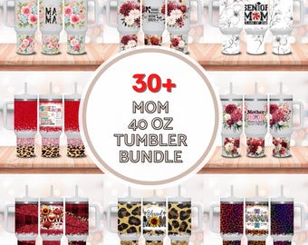 Mama 40oz Tumbler Wrap Bundle Sunflowers Mother's Day Leopard Floral Mom Life 40oz Tumbler 40 oz Quencher Tumbler PNG Sublimation Design