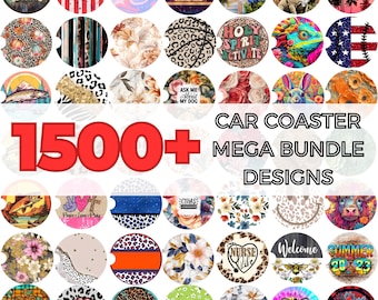 Paket mit über 1500 Mega-Auto-Untersetzer-Sublimationsdesigns (PNG-Digitaldownload)