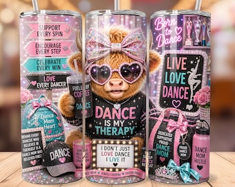 ダンスママ タンブラーラップ | ダンスは私のセラピー PNG | バレエママ 20オンス スキニー昇華プリントデザイン | ダンス愛好家向け即時ダウンロード