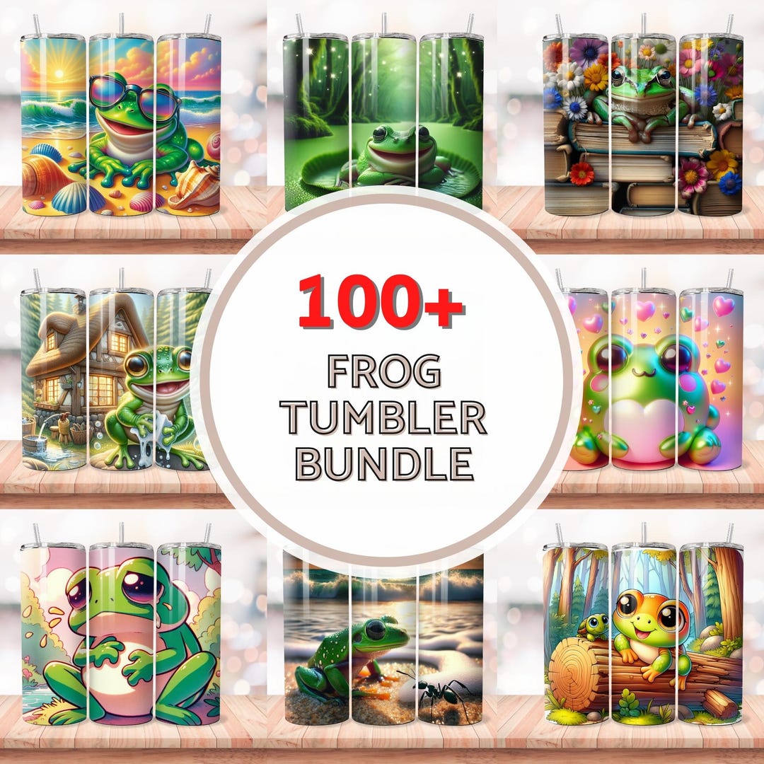 100+ Frog Tumbler Wrap Bundle, Cute Frog 20 Oz Tumbler Designs, Frog ...