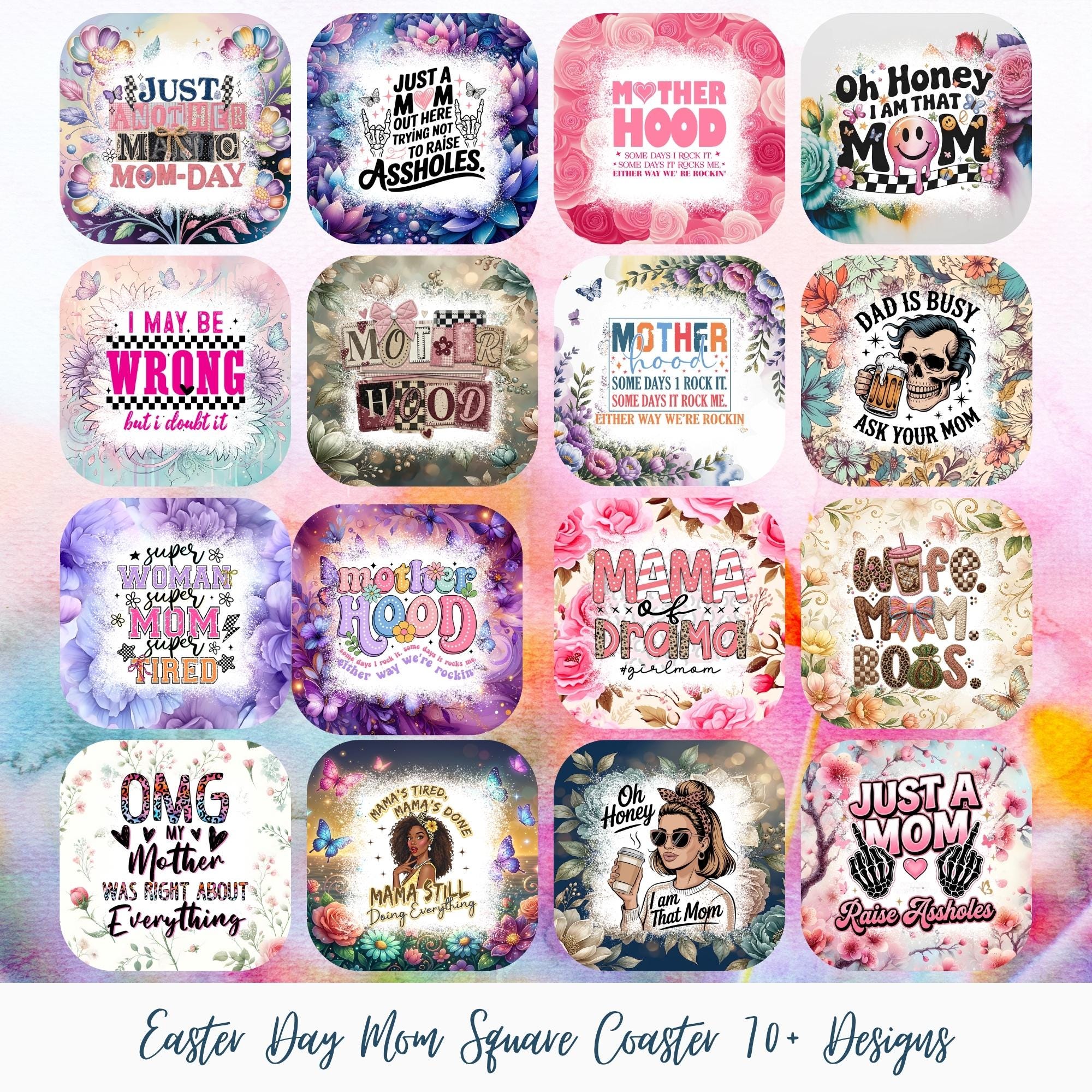70+ Mom Quote Square Coaster PNG Bundle | Funny & Sarcastic Mom Designs ...