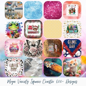 600+ Sublimation Coaster Designs: Mega Variety PNG Bundle (Digital Download