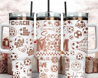 Soccer Mom Life 40oz Tumbler Laser Engrave File, Sports Mom of Boys Laser Engraving, 40oz Quencher Coquette and Goals Tumbler Wrap SVG-PNG