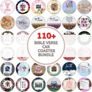 Christian Car Coaster PNG Bundle: 110+ Bible Verse Designs (Digital Download)