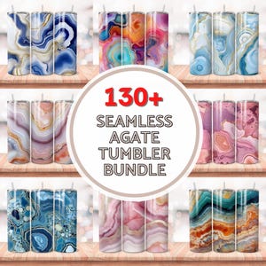 130+ Geode Agate Tumbler Wrap Designs: Marble Crystal Sublimation (PNG)