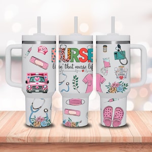Nurse 40oz Tumbler Wrap: Floral Design (Digital Download)