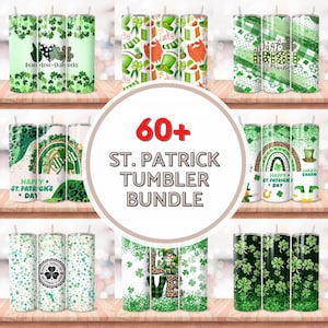 60+ St Patrick Bundle Tumbler Wrap Bundle, Green St Patricks day Tumbler Designs PNG, 20 oz Skinny Sublimation Png, St Patrick's Day Tumbler