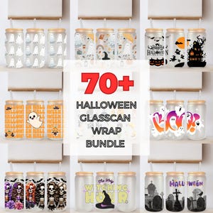 70+ Halloween 16oz Glass Can Wrap Bundle, Cute Ghost, Spooky Glass Cup Wrap Bundle, Halloween Cup Wrap, Drinkware, Png Files for Cricut
