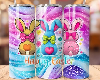 Easter Bunny Tumbler Wrap, 20oz Skinny Sublimation Tumbler, Easter Tumbler Png, Cute Easter Sublimation Design Png Wrap Digital Download