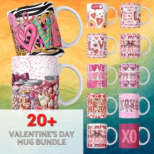 160+ MEGA Valentine Mug Wrap Bundle, Valentines day Mug Wrap Sublimation Designs PNG, 11oz and 15oz Mug Template, 3D Valentine Mug Wrap